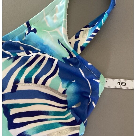 Maxine of Hollywood Swimsuit 16 Multicolor Leaf Print Draped Skirt Front Tie - Picture 10 of 12